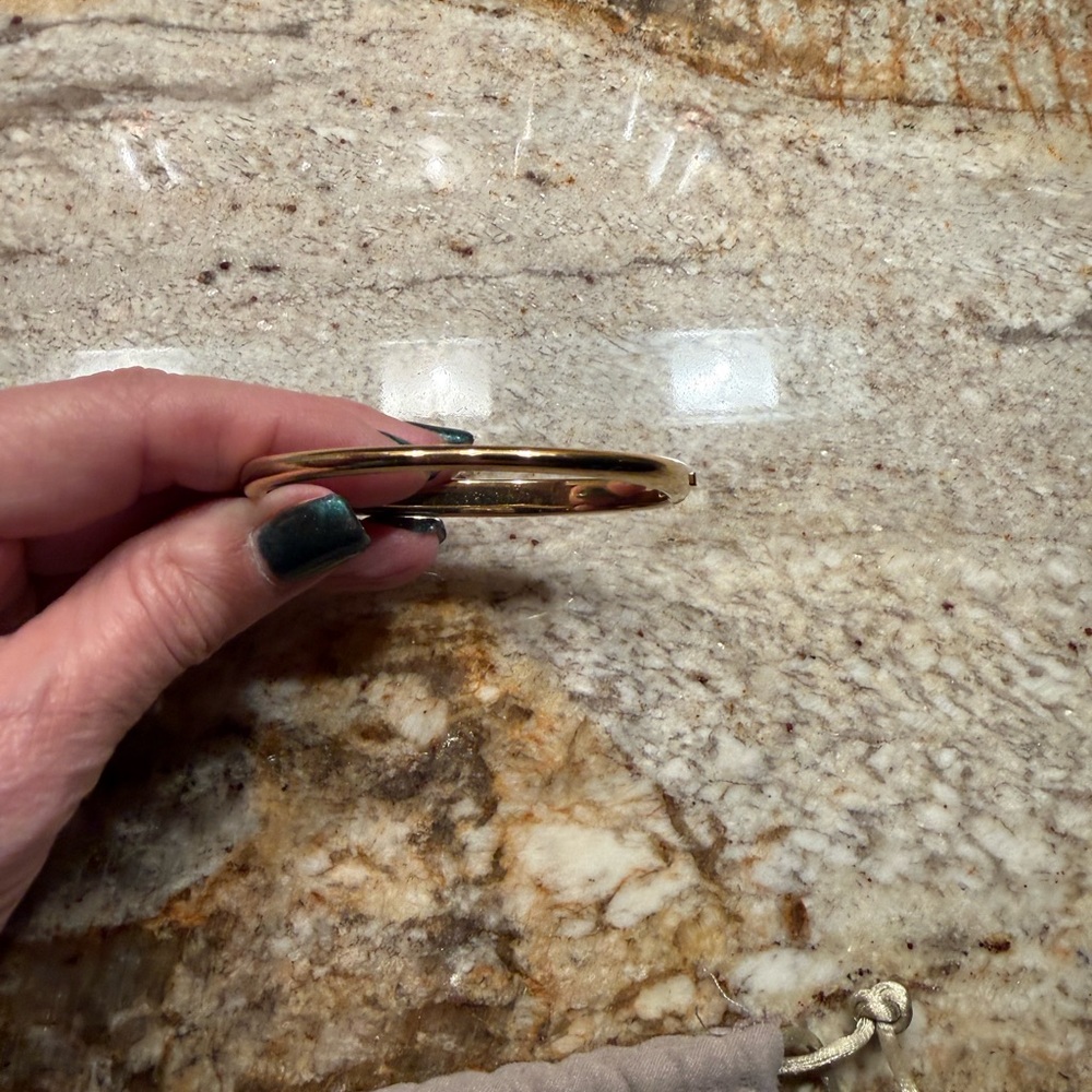 Michael Kors Gold Tone Tribal Hinged Bangle Bracelet with Pave Crystal Details - Picture 11 of 12